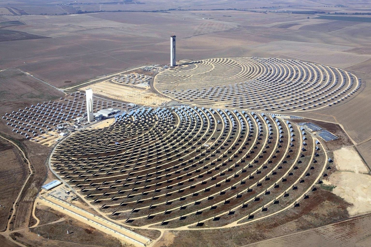Solar Power Tower and Panels in Spain