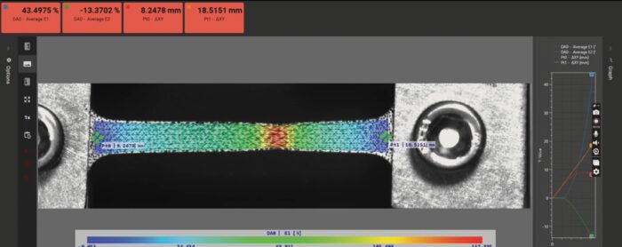 Tensile testing screenshot