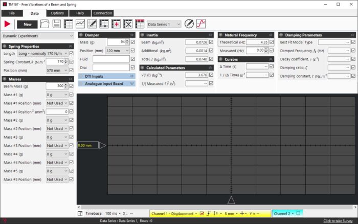 FREE VIBRATION OF A BEAM AND SPRING (TM167) VDAS Screen 0825